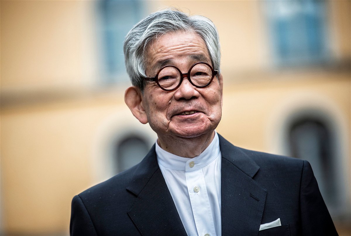 <i>Jeff Pachoud/AFP/Getty Images</i><br/>Japanese author and 1994 Nobel Prize for literature laureate Kenzaburo Oe looks on as he participates in the International Forum of the Novel 2015 in Lyon.