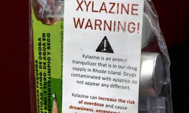 A fentanyl drug testing kit warns about the dangers of xylazine