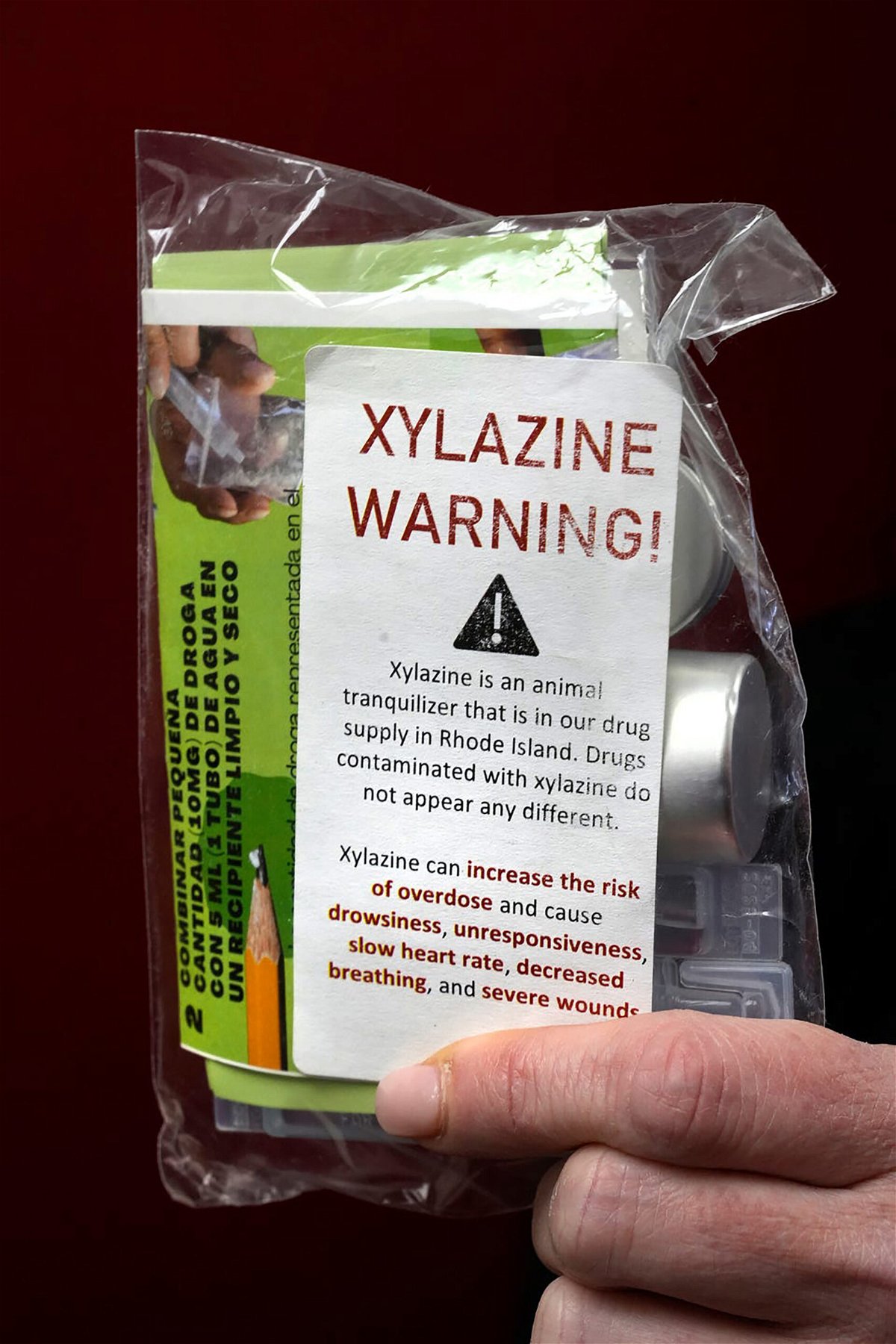 <i>Kris Craig/The Providence Journa/USA Today Network/FILE</i><br/>A fentanyl drug testing kit warns about the dangers of xylazine