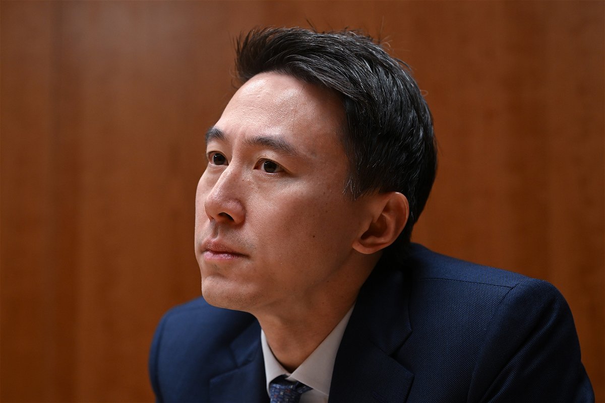 <i>Matt McClain/The Washington Post/Getty Images/File</i><br/>TikTok CEO Shou Zi Chew is interviewed at offices the company uses on February 14 in Washington