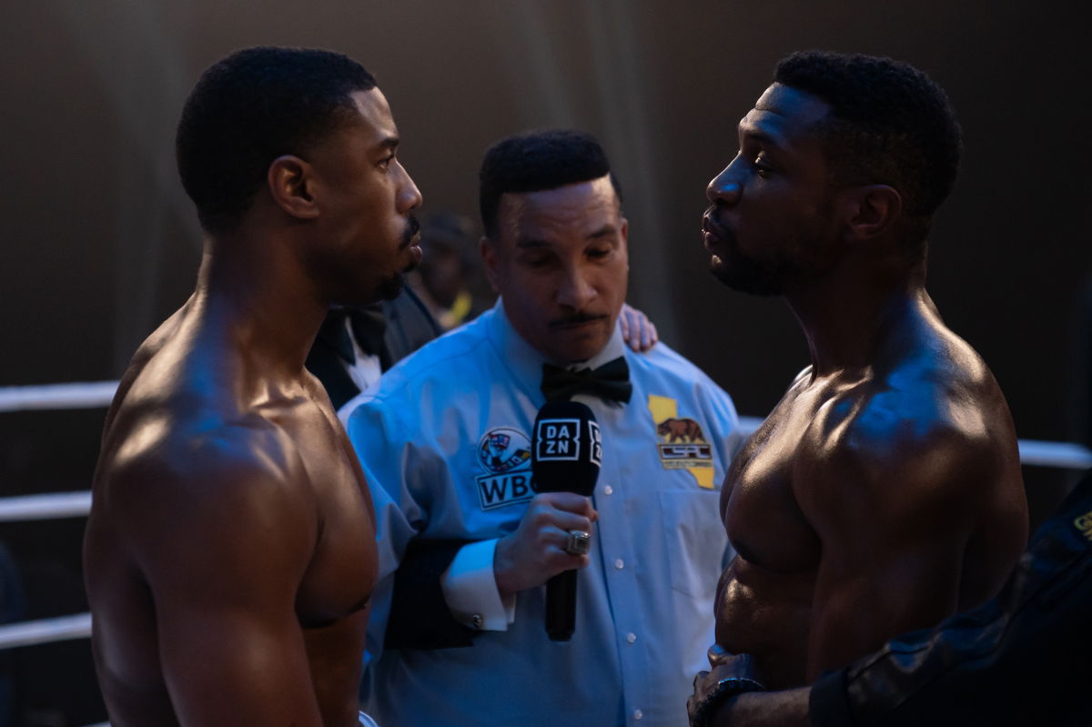 <i>Eli Ade/Metro-Goldwyn-Mayer Pictures</i><br/>Director-star Michael B. Jordan (left) squares off with Jonathan Majors (right) in 