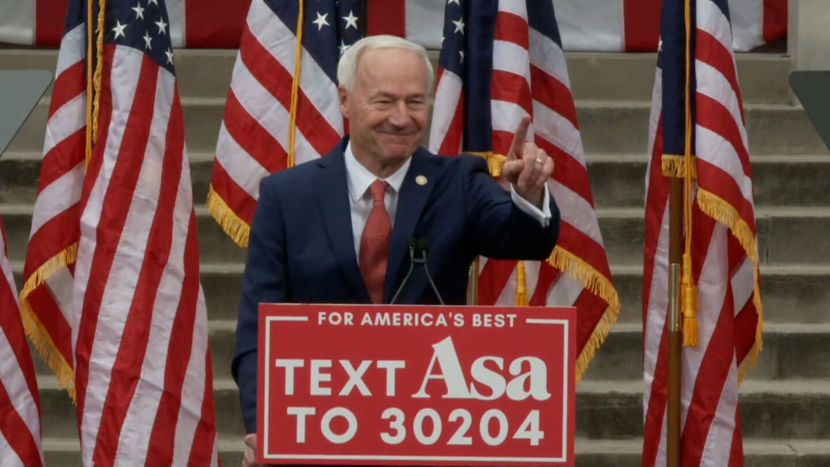 <i>POOL</i><br/>Former Arkansas Gov. Asa Hutchinson formally kicked off his presidential campaign on Wednesday with a speech in Bentonville