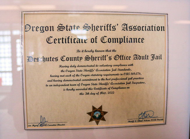 DCSO Sheriffs Assn certificate of compliance accreditation