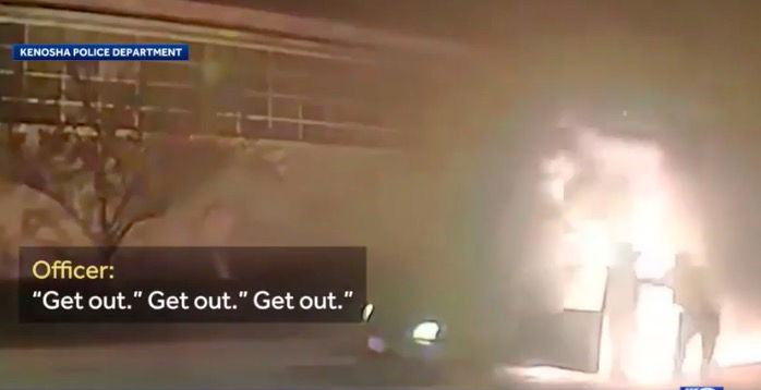<i>Kenosha Police Department</i><br/>Kenosha police helped an elderly man get out of his van just in time as it burst into flames.