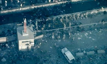 This image from a video released by the Department of Defense shows US Marines around the scene at Abbey Gate outside Hamid Karzai International Airport on August 26