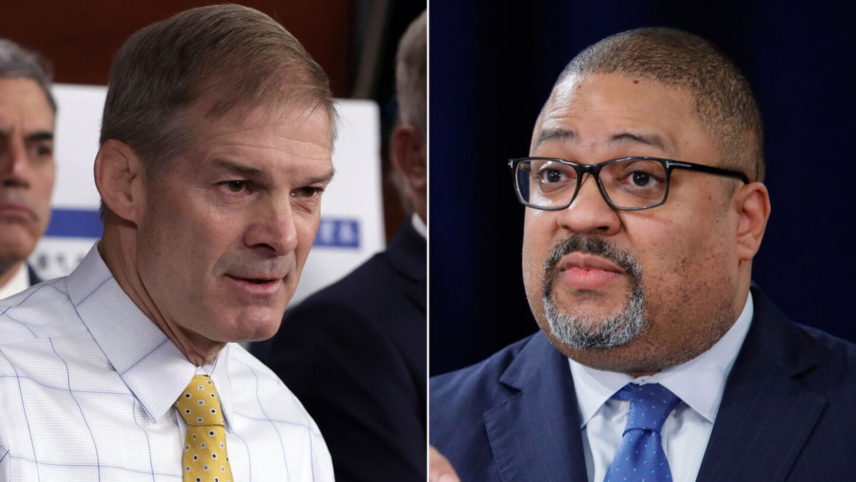 <i>Getty Images</i><br/>(L-R) Rep. Jim Jordan and Manhattan District Attorney Alvin Bragg are seen here in a split image.