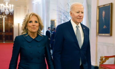 President Joe Biden (right) and first lady Jill Biden arrive for a ceremony honoring the recipients of the 2021 National Humanities Medals and the 2021 National Medals of Arts in the East Room of the White House on March 21.