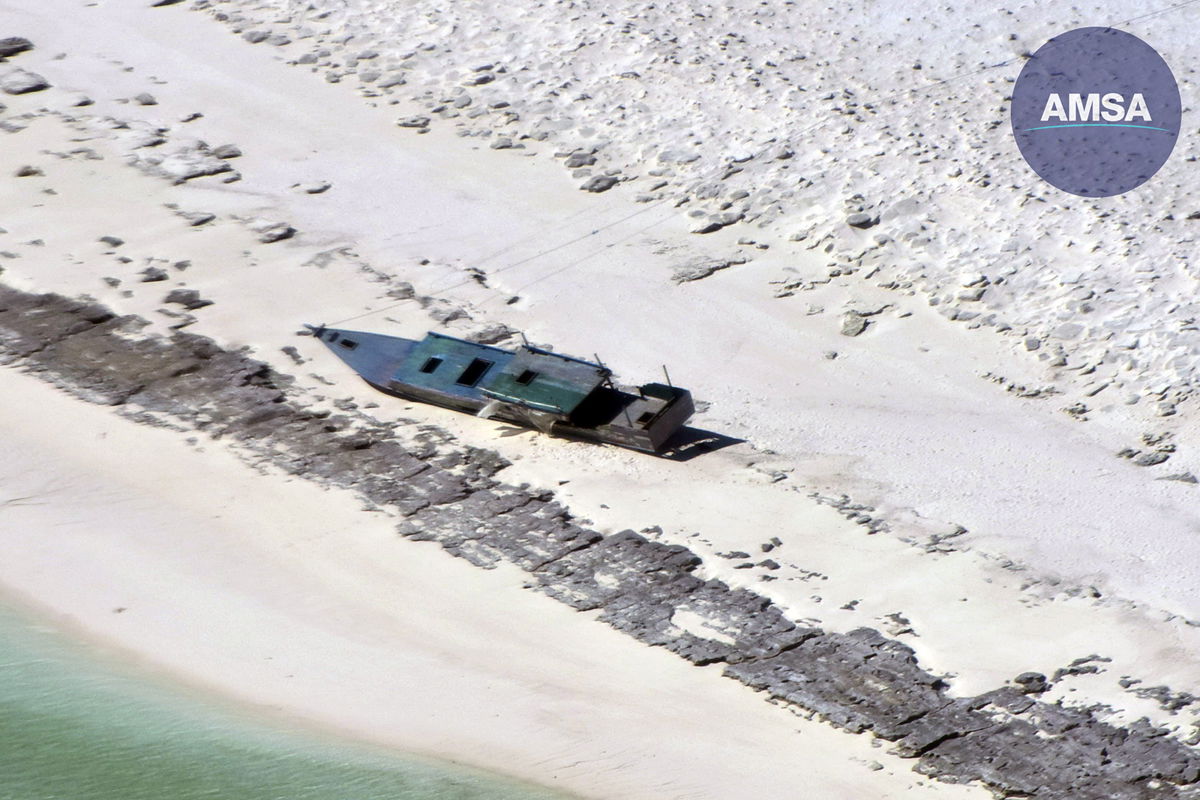 <i>Courtesy AMSA</i><br/>The fishers were stranded on remote Bedwell Island