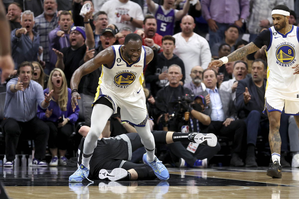 <i>Ezra Shaw/Getty Images</i><br/>Draymond Green moves away from Domantas Sabonis in the second half of Game 2 between the Golden State Warriors and Sacramento Kings.
