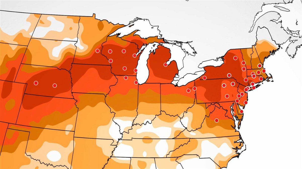 <i>CNN Weather</i><br/>Summerlike heat will continue to build across the Midwest and Northeast through Friday.