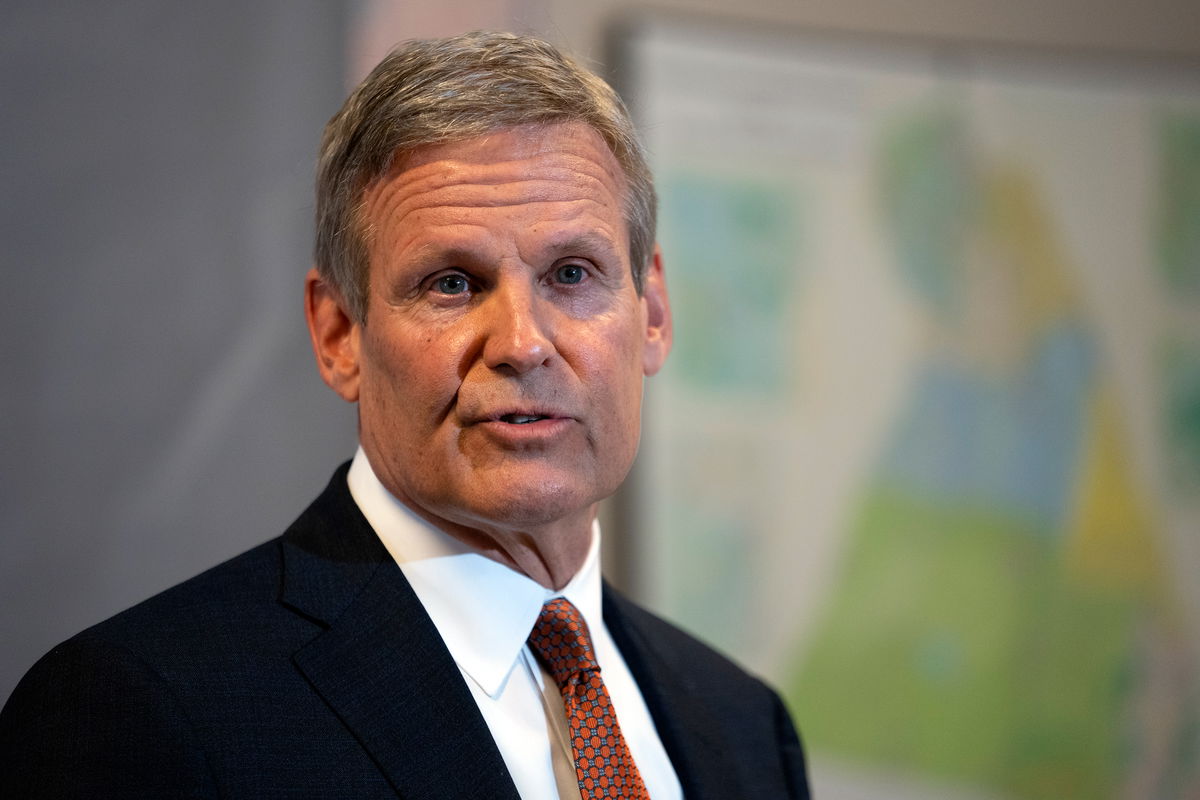 <i>George Walker IV/AP</i><br/>Tennessee Gov. Bill Lee responds to questions during a news conference on April 11 in Nashville.