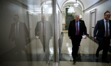 House Majority Whip Tom Emmer arrives for a GOP caucus meeting at the US Capitol on January 10 in Washington