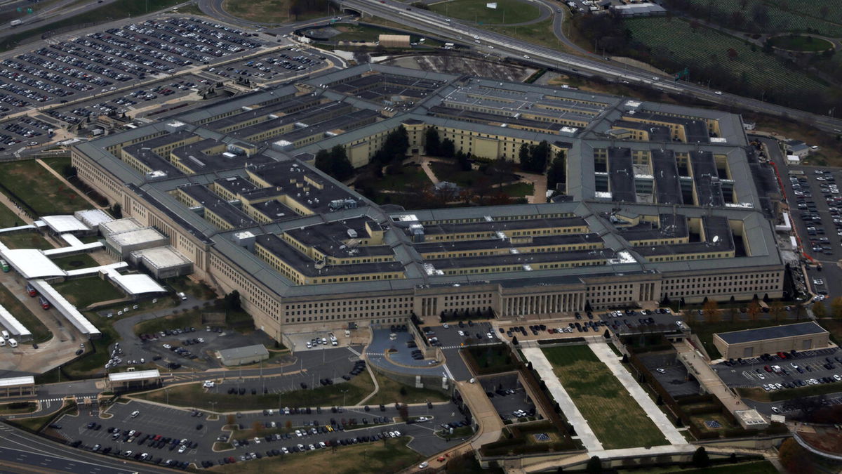 <i>Alex Wong/Getty Images</i><br/>The Pentagon is seen from a flight taking off from Ronald Reagan Washington National Airport on November 29