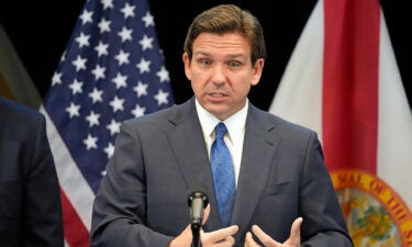 Florida Gov. Ron DeSantis speaks at a news conference at the Reedy Creek Administration Building on April 17 in Lake Buena Vista