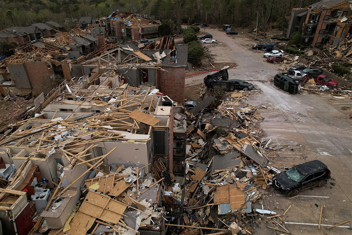 <i>Cheney Orr/Reuters</i><br/>Homes were shredded at the Calais Apartments after a tornado ripped through Little Rock
