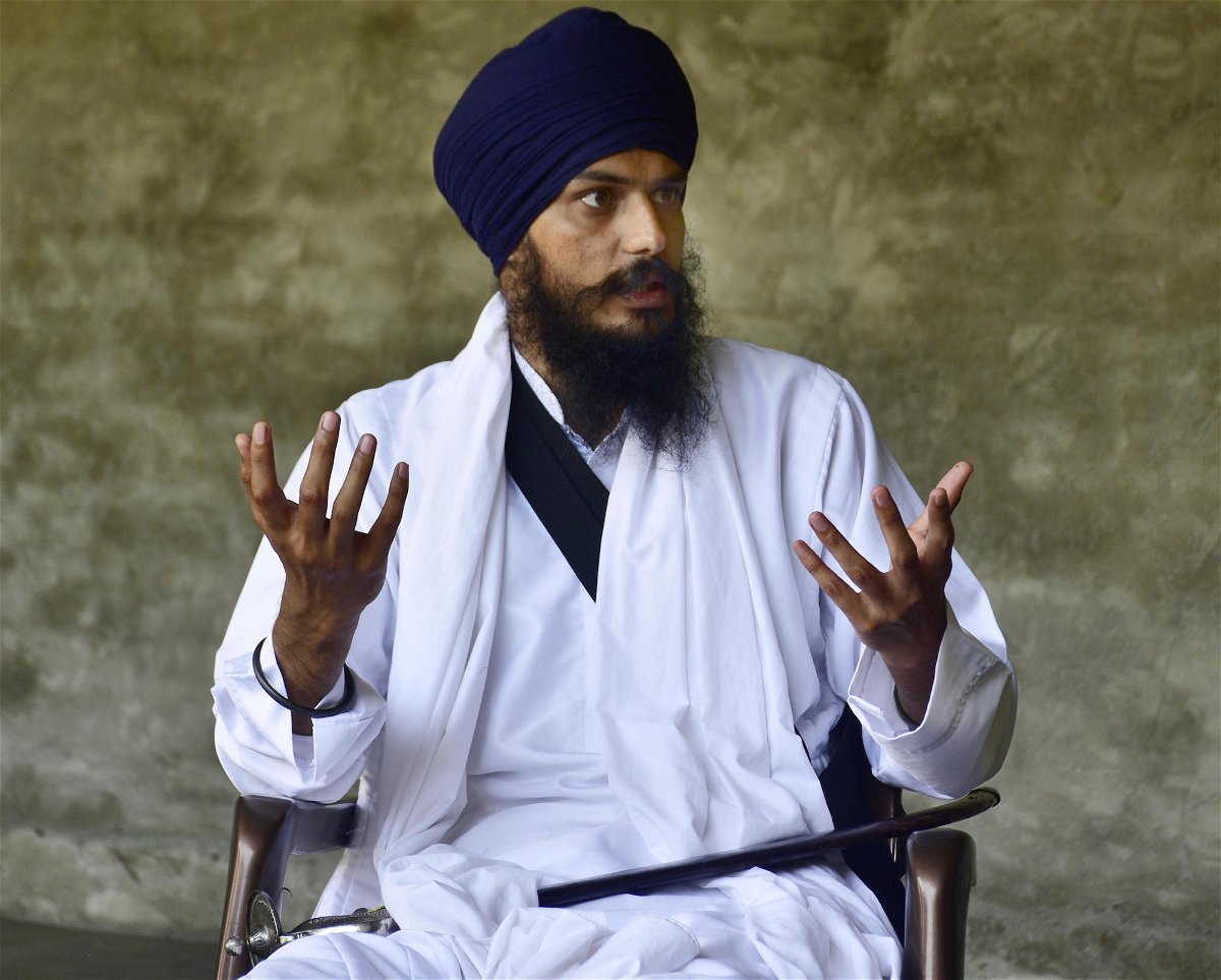 <i>Sameer Sehgal/Hindustan Times/Getty Images/FILE</i><br/>Amritpal Singh during an interview at the village Jallupur Khera on March 2