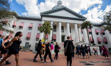 Advocates protest a bill before the Florida legislature to limit abortions on February 16