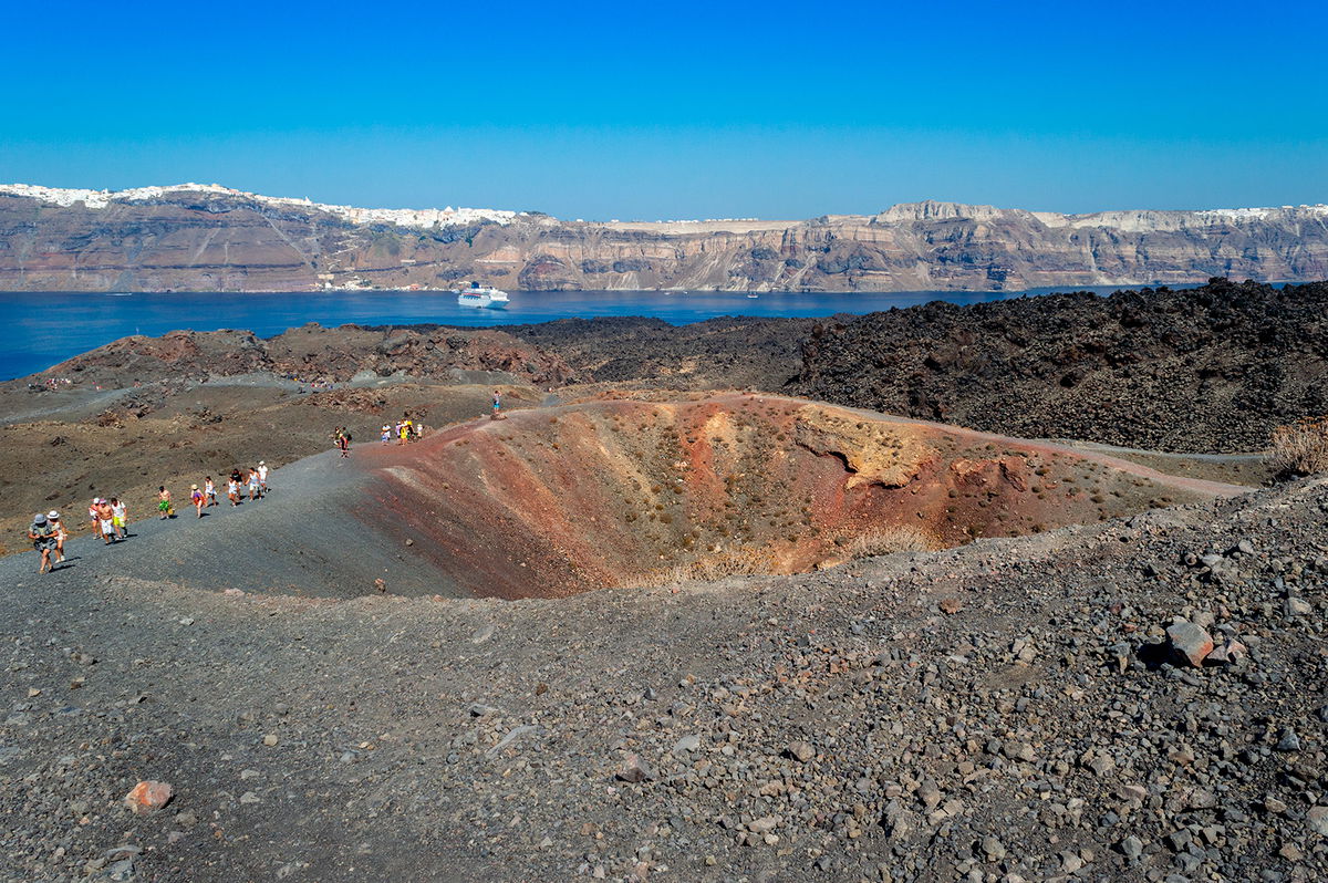 <i>Alf/Moment RF/Getty Images</i><br/>Tourists can take boat trips to Nea Kameni