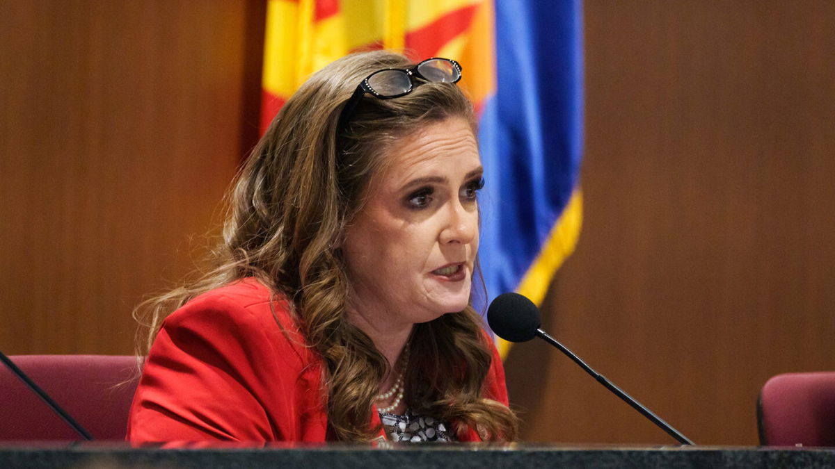 <i>Megan Mendoza/The Arizona Republic/USA Today Network</i><br/>Rep. Liz Harris attends a joint house and senate election committee hearing at the state Capitol on February 23 in Phoenix.