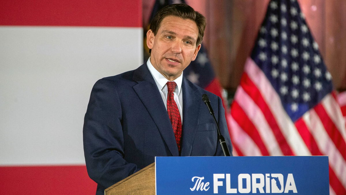 <i>Alyssa Pointer/Reuters</i><br/>Florida Governor Ron DeSantis speaks during a book tour visit at Adventure Outdoors gun shop in Smyrna