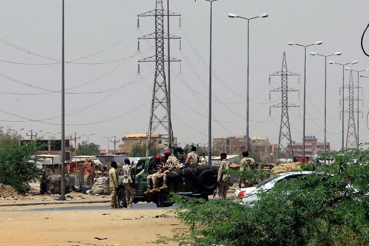 <i>AFP/Getty Images</i><br/>Army soldiers deploy in Khartoum on April 15 amid reported clashes in the city. Sudan's paramilitaries said they were in control of several key sites following fighting with the regular army on April 15