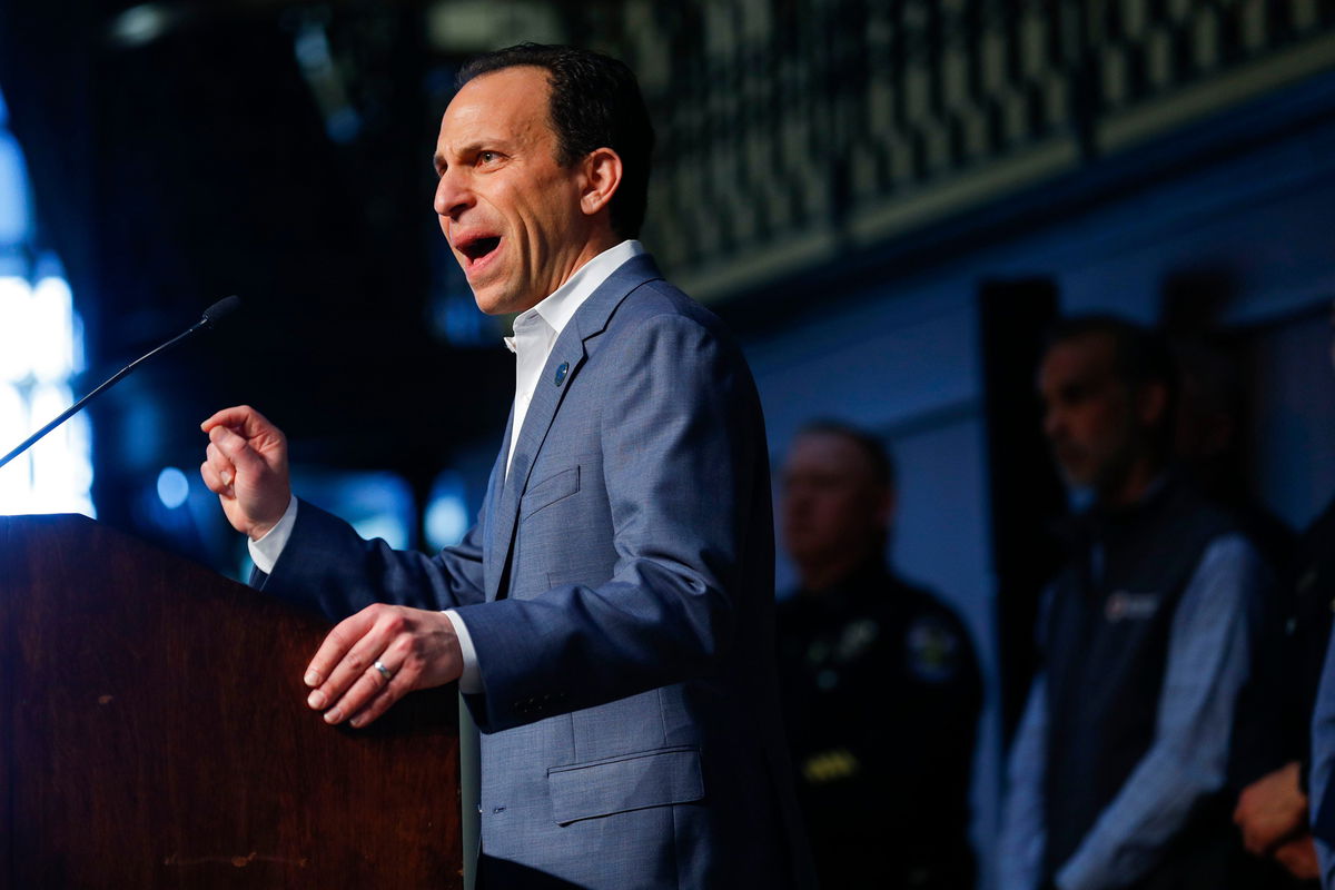 <i>Matt Stone/Louisville Courier Journal/USA Today Network</i><br/>Louisville Mayor Craig Greenberg delivers remarks during a press conference on April 11 about the Old National Bank mass shooting.