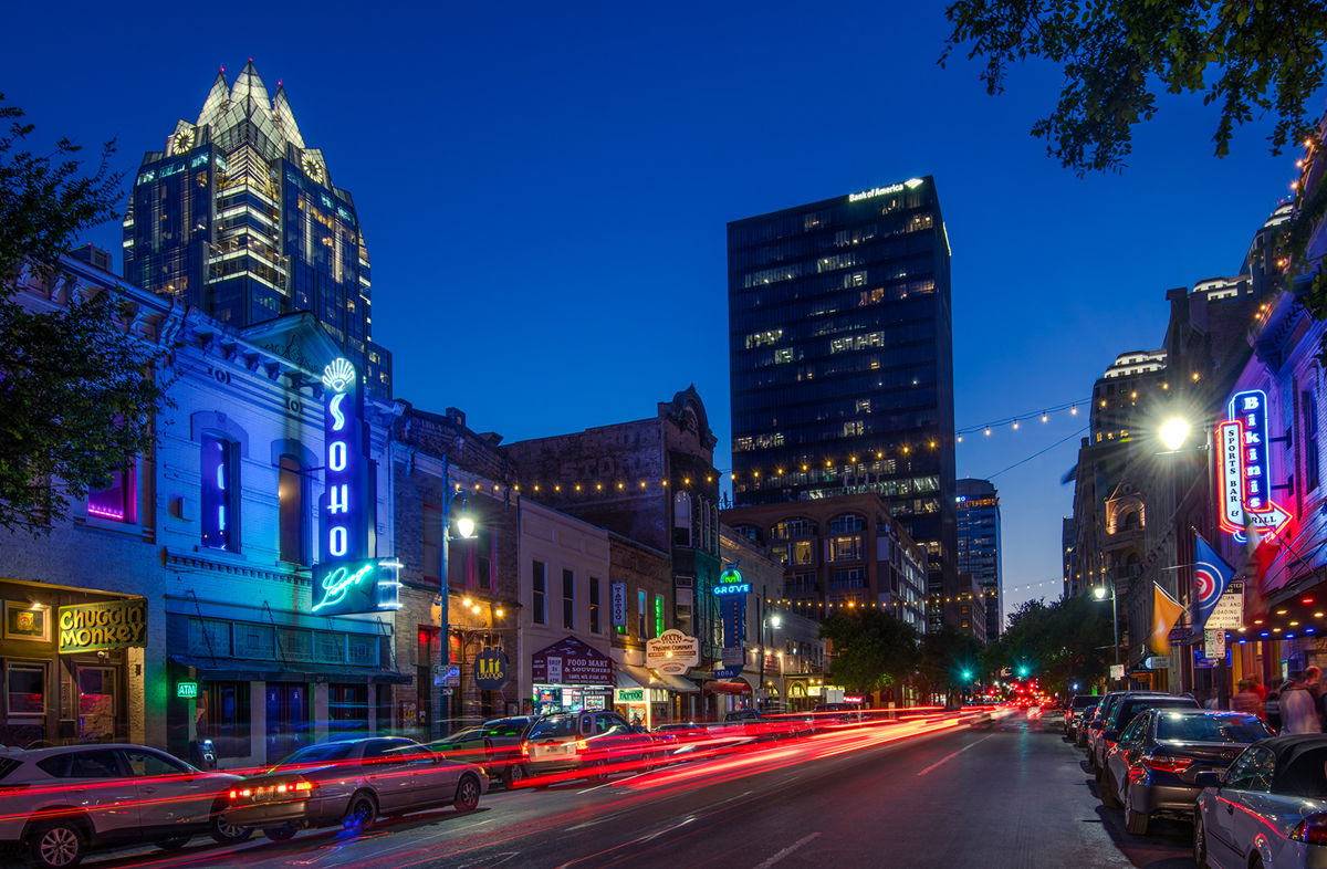 <i>John Coletti/The Image Bank RF/Getty Images</i><br/>Sixth Street is a historic street and entertainment district in downtown Austin. José Ralat said the city coasted for a long time on an undeserved reputation for great tacos. But these days