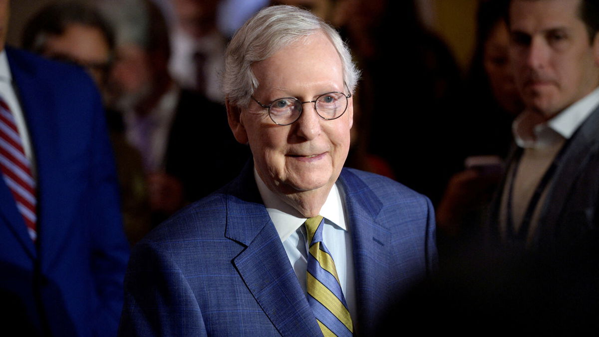 <i>Bonnie Cash/Reuters</i><br/>Senate Minority Leader Mitch McConnell speaks to the media during the weekly Republican press conference at the Capitol in Washington