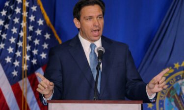 Florida Governor Ron DeSantis speaks at the 2023 NHGOP Amos Tuck Dinner in Manchester