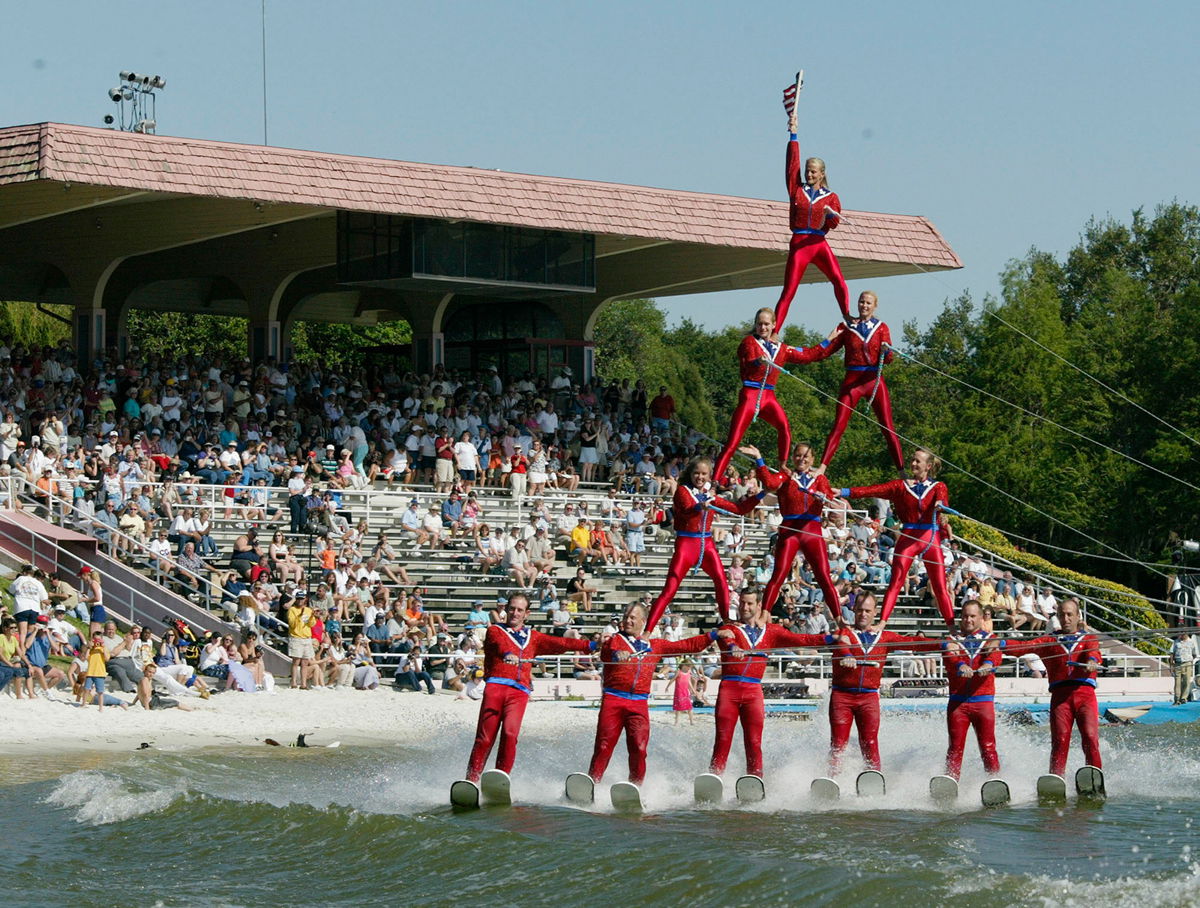 <i>Scott Audette/AP</i><br/>Members of the Cypress Gardens ski show perform a pyramid in 2003.