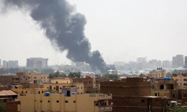 Smoke rises from burning aircraft inside Khartoum Airport during clashes between the paramilitary Rapid Support Forces and the army in Khartoum