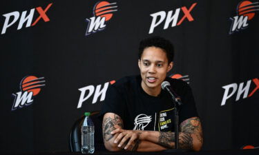 Brittney Griner speaks during a news conference at the Footprint Center in Phoenix