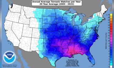 Annual average tornado watches per year are seen here.