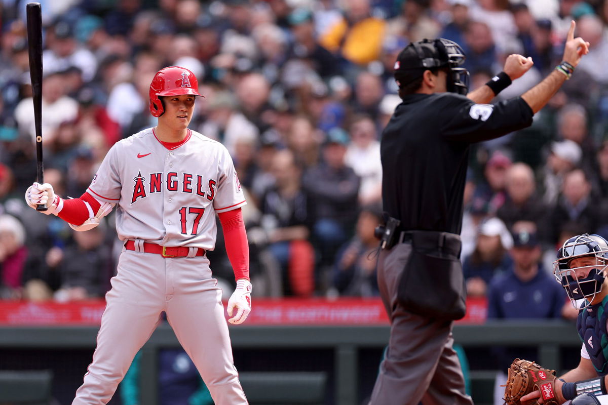 <i>Steph Chambers/Getty Images</i><br/>Ohtani became the first player to receive pitch clock violations as both a pitcher and hitter.
