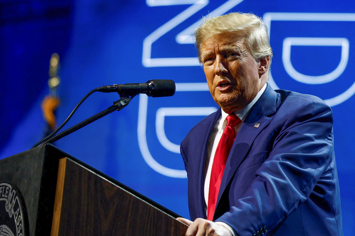 <i>Evelyn Hockstein/Reuters</i><br/>Former President Donald Trump speaks at the National Rifle Association annual convention in Indianapolis