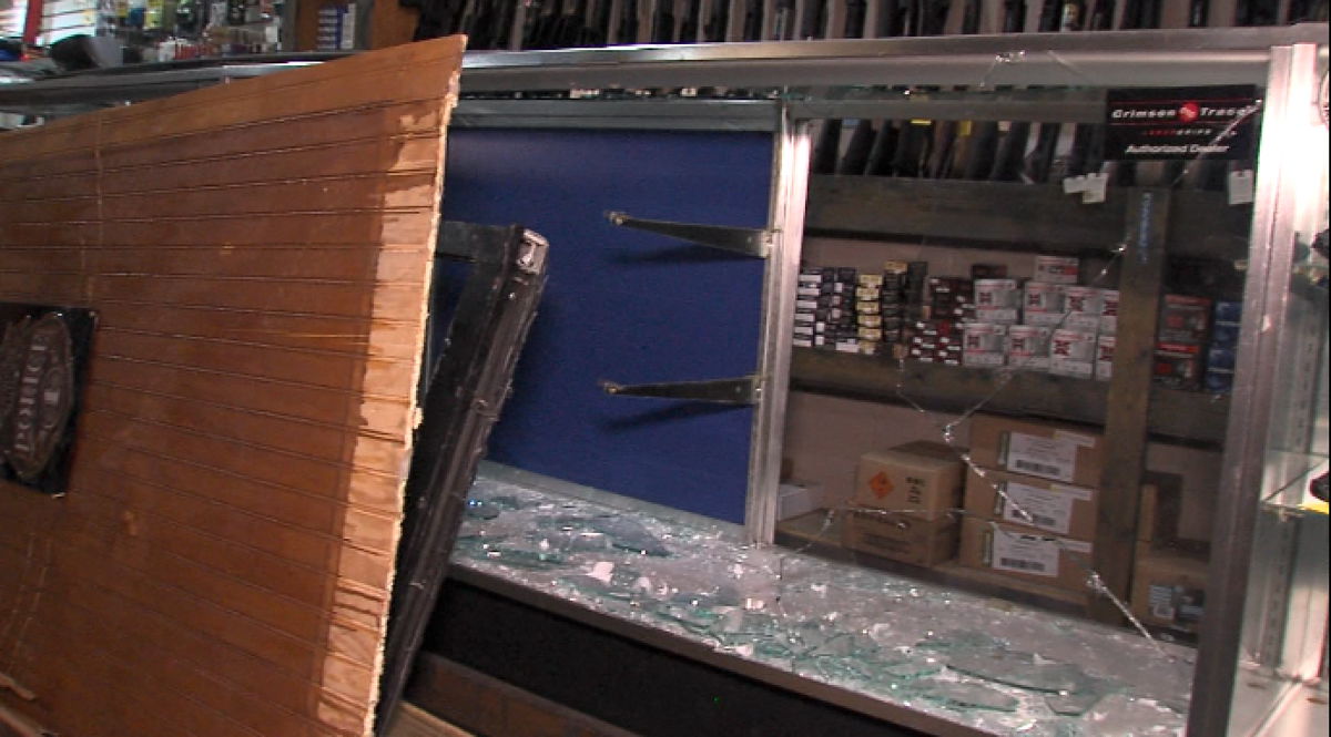 <i>WRTV</i><br/>Dozens of hand guns were stolen from a Beech Grove gun store after a smash and grab robbery. Beech Grove Firearms