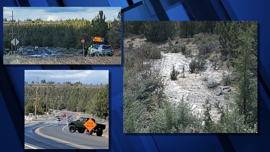 Surging water in Dry Creek didn't match its name Tuesday after heavy rainfall sent it over its banks in places; high water closed Juniper Canyon Road