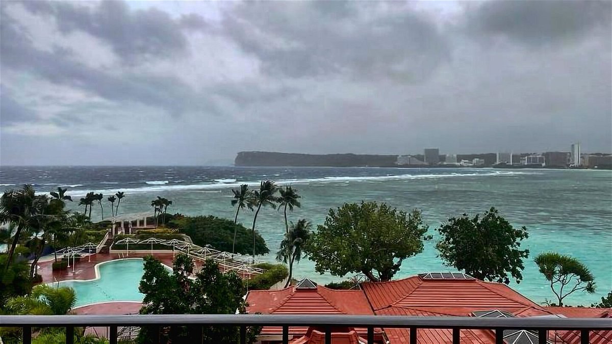 <i>Junior Grade Drew Lovullo/AP</i><br/>A view overlooking Guam's Tumon Bay on Tuesday as Typhoon Mawar closes in.