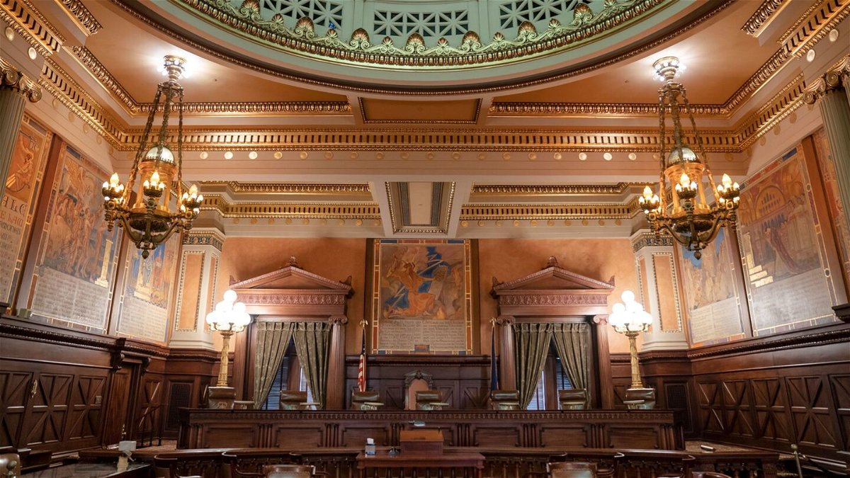 <i>Matt Rourke/AP</i><br/>Voters in Pennsylvania will choose a candidate for the state Supreme Court on Tuesday. Pictured is The Supreme Court of Pennsylvania chamber at the Capitol in Harrisburg