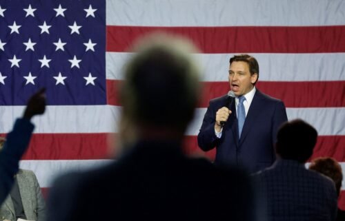 Florida Governor Ron DeSantis makes his first trip to the early voting state of Iowa for a book tour stop at the Iowa State Fairgrounds in Des Moines