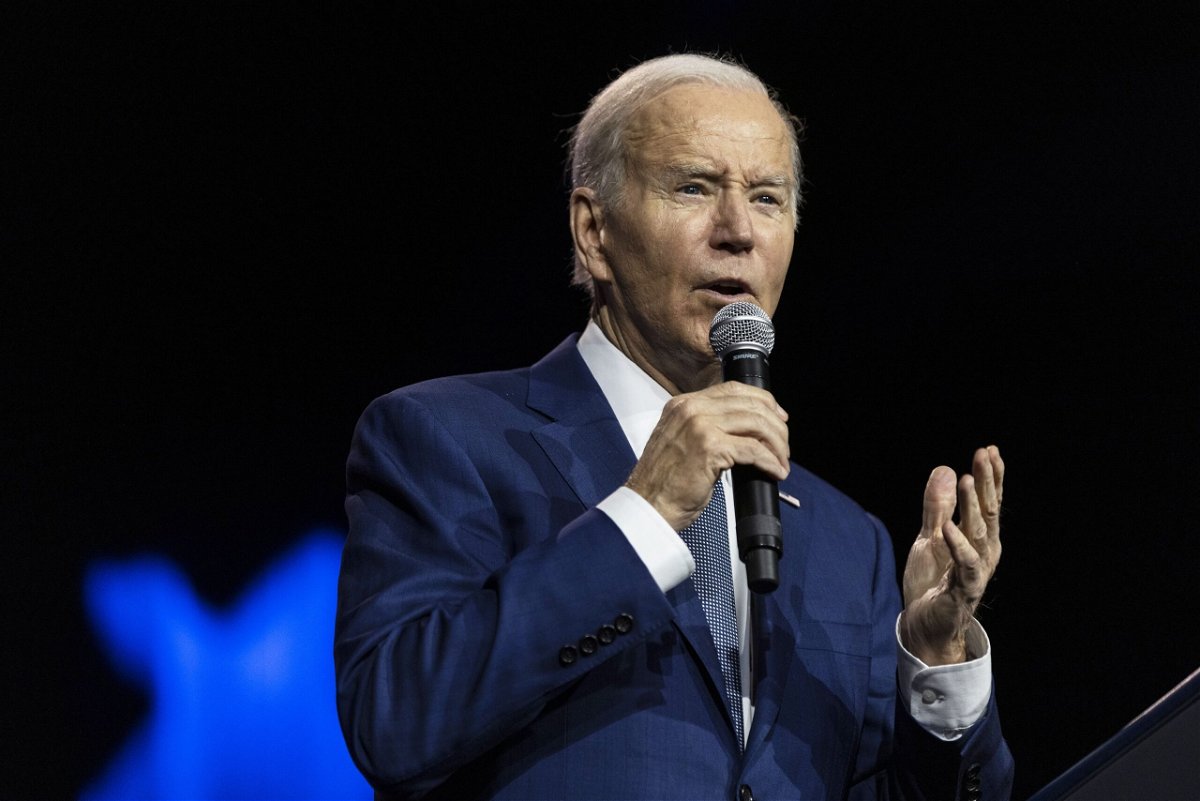 <i>Victor Blue/Bloomberg/Getty Images</i><br/>US President Joe Biden speaks during an event at SUNY Westchester Community College in Valhalla
