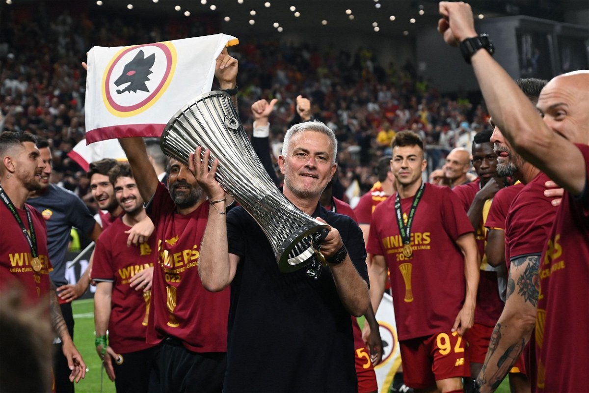 <i>Ozan Kose/AFP/Getty Images</i><br/>Jose Mourinho guided Roma to the the inaugural Conference League title last season.