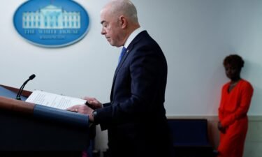 Homeland Security Secretary Alejandro Mayorkas joins the daily press briefing at the White House in Washington