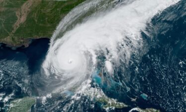 A satellite image shows Hurricane Ian approaching Florida last year.