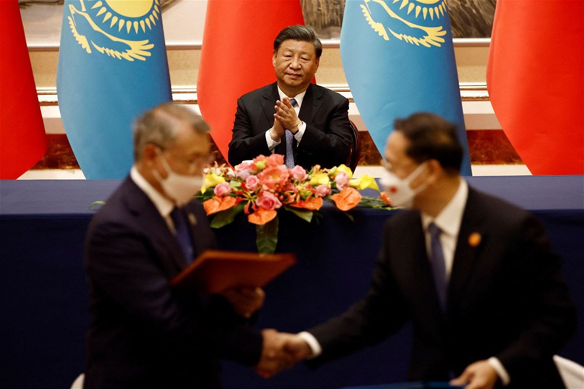 <i>Florence Lo/AFP/Getty Images</i><br/>Chinese leader Xi Jinping attends a signing ceremony with Kazakhstan's President Kassym-Jomart Tokayev (not pictured)