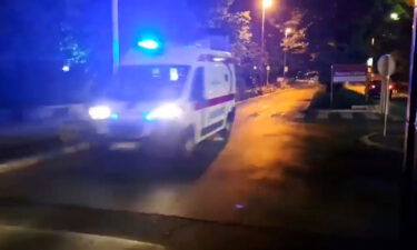 An ambulance responds to a shooting near Mladenovac