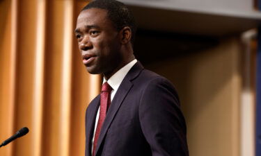 Deputy Treasury Secretary Wally Adeyemo speaks at a news conference on recent enforcement actions against cryptocurrency at the U.S. Justice Department Building on January 18 in Washington