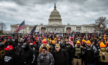 Pro-Trump protesters gather in front of the US Capitol Building on January 6