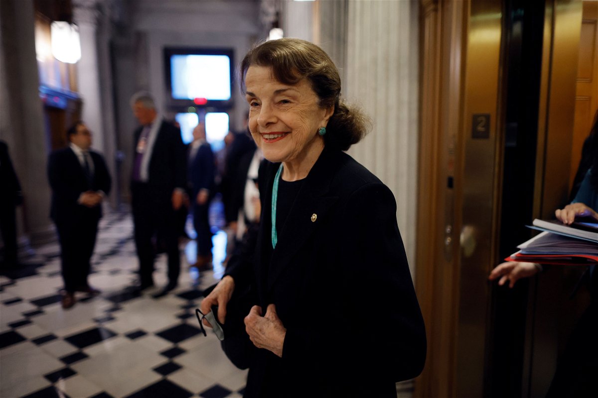 <i>Chip Somodevilla/Getty Images</i><br/>Sen. Dianne Feinstein (D-CA) heads into the Senate chamber at the U.S. Capitol in June 2022 in Washington