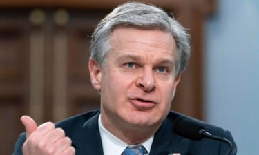 FBI Director Christopher Wray testifies on Capitol Hill in Washington on April 27. The FBI declined on May 10 to provide House Oversight Chairman James Comer with an internal law enforcement document regarding Joe Biden.